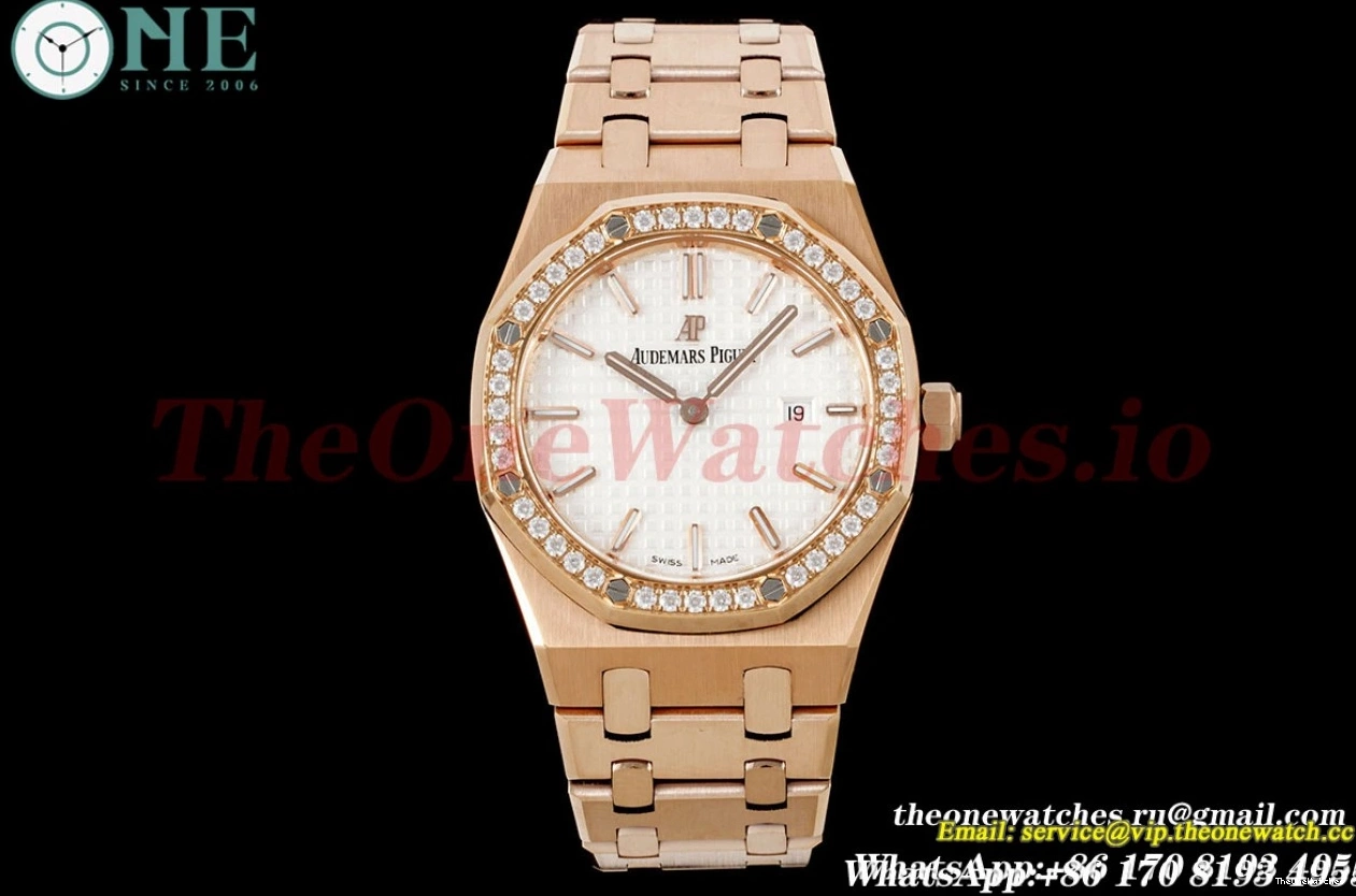 Qtz 33mm JJF Diamond White RG Swiss Ladies Oak Royal RG 0302